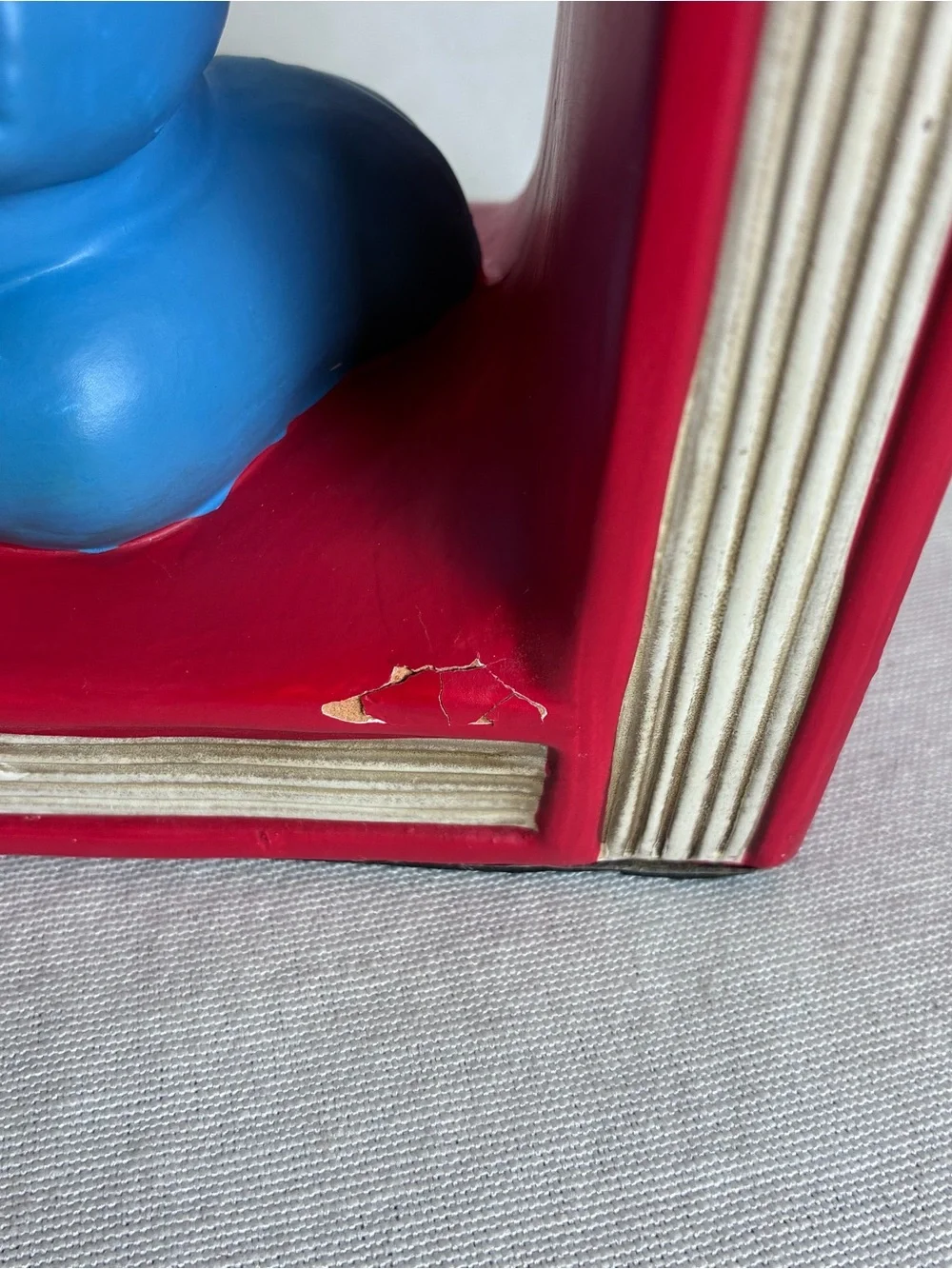 Enesco Blue and Pink Bear Bookend Pair with Red Book Bases